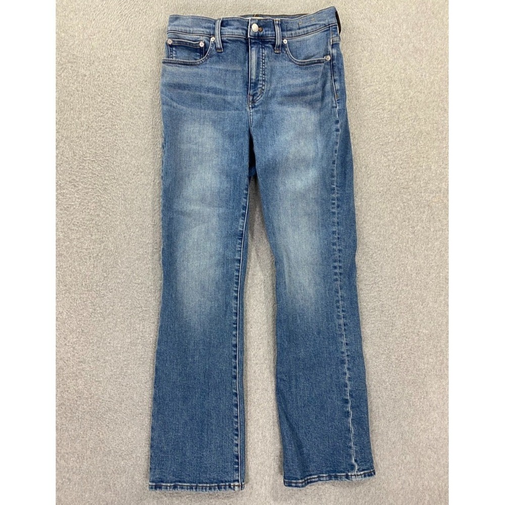 Madewell Women's Mid-Rise Kick Out Jeans 28T Medium Blue Wash Stretch Denim